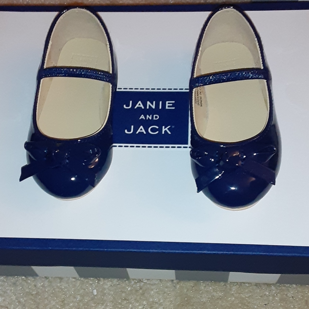Never worn janie and jack navy blue shoes